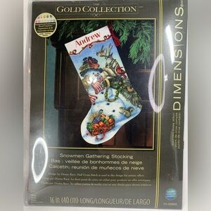 Dimensions Gold Collection Snowmen Gathering Holiday Stocking Cross Stitch Kit